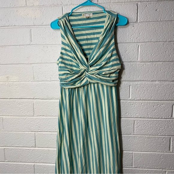 Synergy 100% Organic Cotton Dress Ruched Maxi Dress Women’s Large Turquoise EUC - Picture 9 of 13